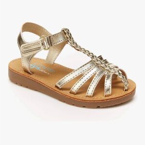 Toddler Girls Metallic Gold Braided Strap Sandals - Size 6 Toddler Shoes